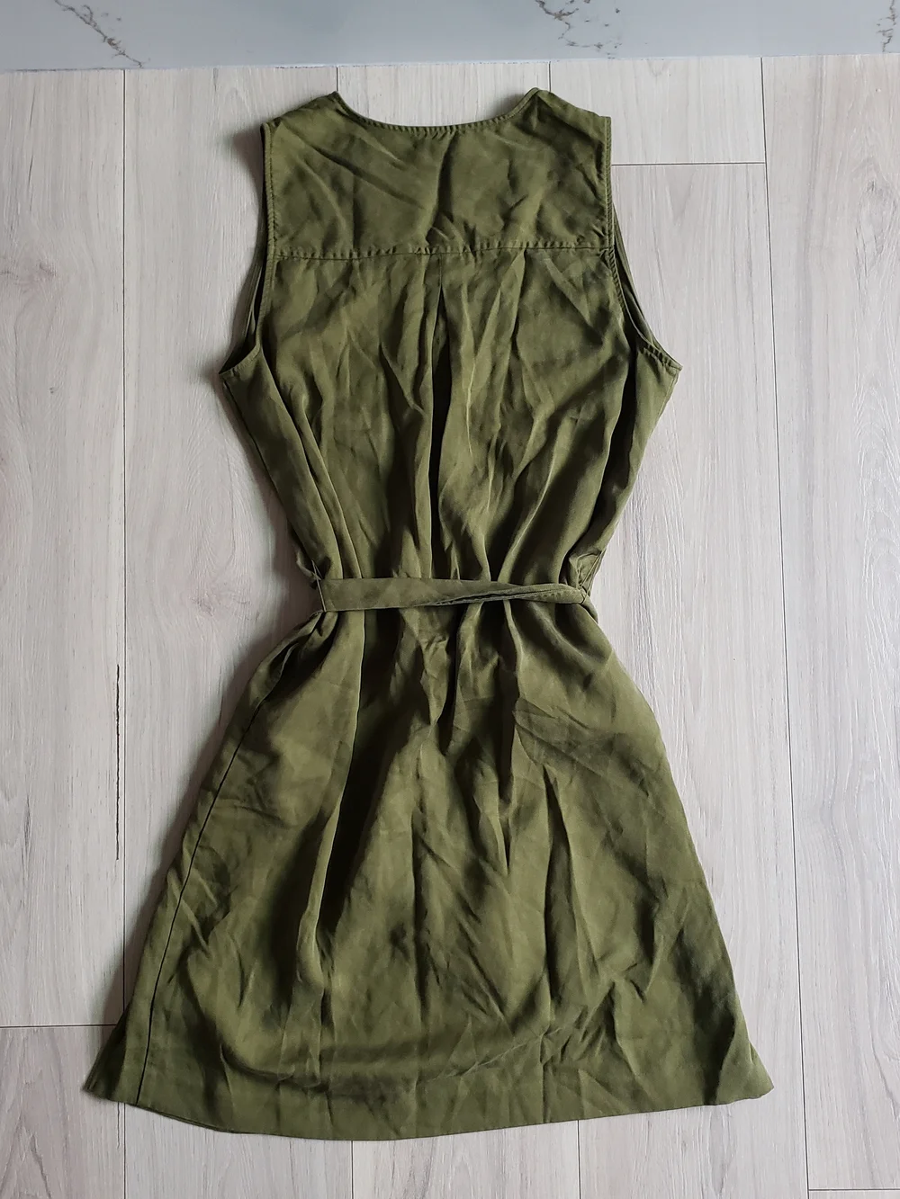 Ann Taylor Olive Green Sleeveless Tie-Waist Mini Dress - Picture 4 of 4